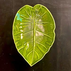 Vintage Green Leaf Shaped Bowl Italy